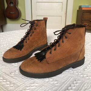 Vintage Red Wing Suede Leather Ankle Boots Women 7 B Fringe Western Heritage USA